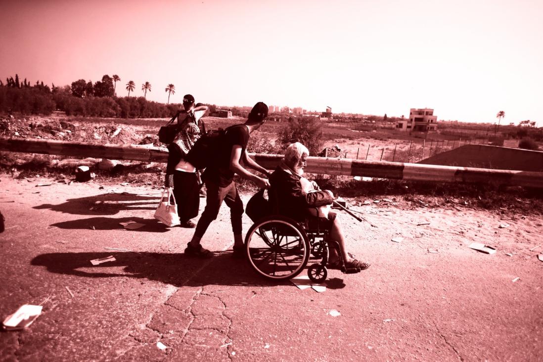 A destroyed mosque surrounded by rubble in Gaza City
